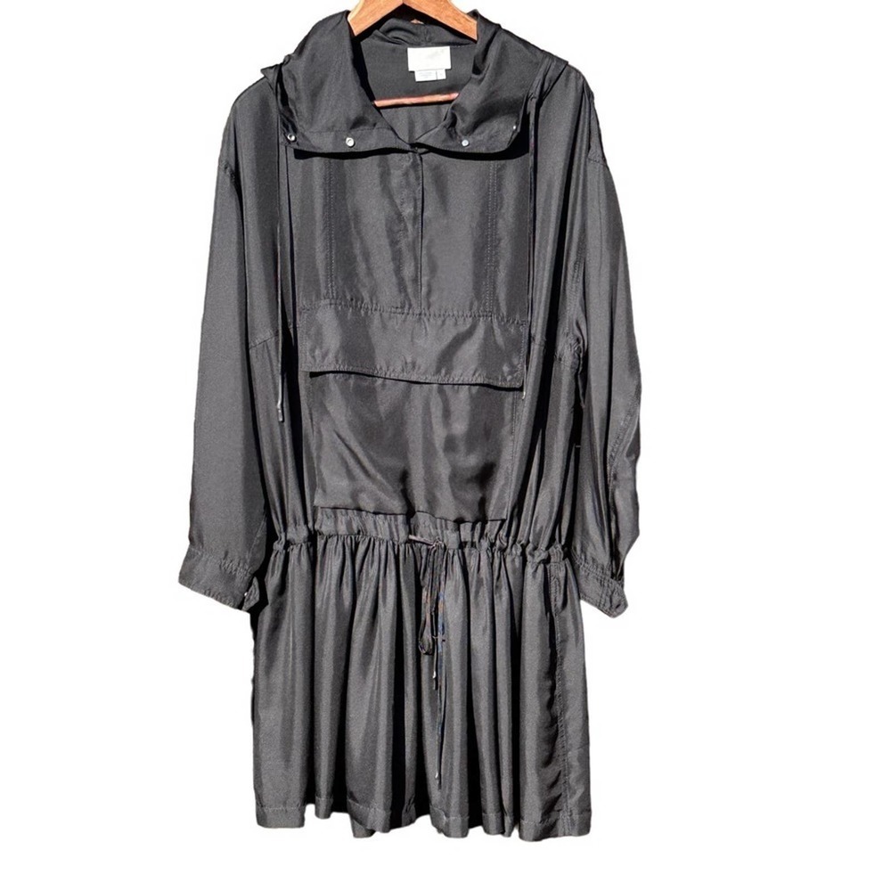 𝅺DKNY drop waist large anorak pocket hooded tunic black size small